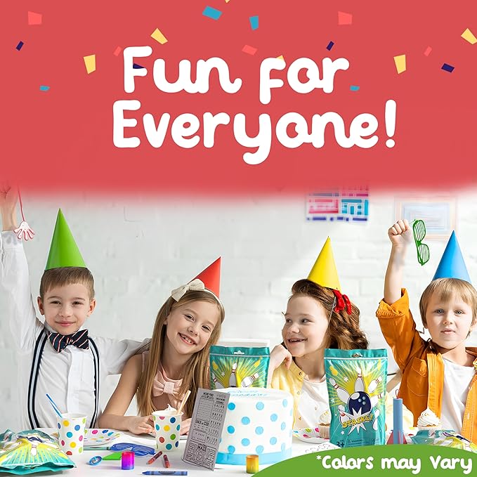 Crown Display Party Favors for Kids 10 Pre Filled Party Favor Bags - Bowling Fun Goodie Bags Stuffers for Kids with Fidget Toys and Small Toys Goody Bag Stuffers - Party Favors for Kids 4-8