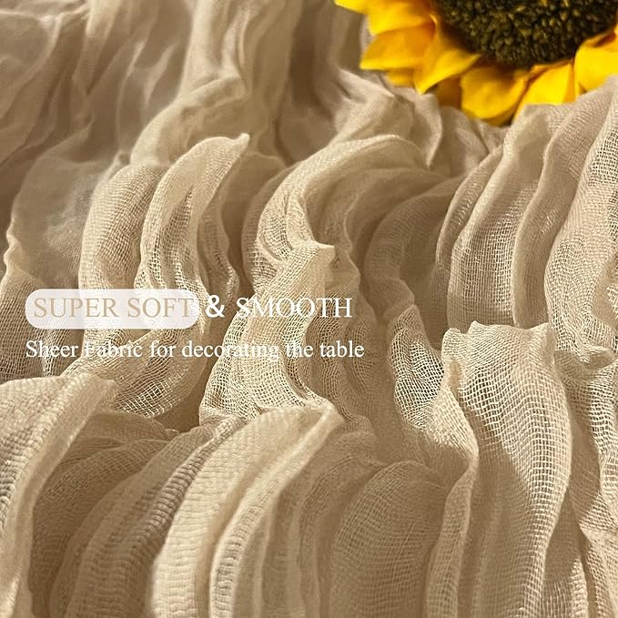 12Pack Beige Table Runner 10Ft Cheesecloth Table Runner Boho Gauze Table Runners Long Cheese Cloth Table Runners for Wedding Party Bridal Shower Thanksgiving Christmas