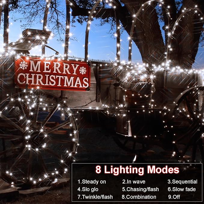 echosari 2 Pack Battery Operated Christmas Lights 16ft Green Wire 50 LED Fairy String Light with Remote, Timer, 8 Modes, Dimmable for Indoor Outdoor Xmas Tree Wedding Party Decor (Cool White)