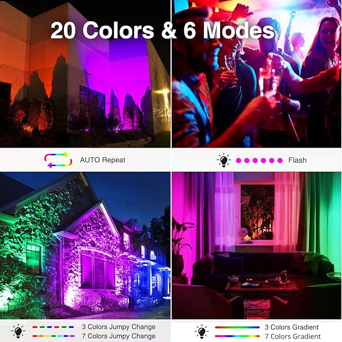 Onforu Stage Lights 2 Pack 48W LED Wall Washer Light,IP66 Waterproof Outdoor RGB Light Bar with Timing,Wash Lights with DIY Colors 44-Key Remote for Garden Wedding Party