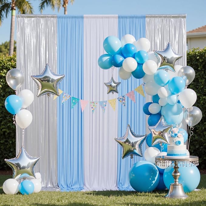 20x10FT Silver Sequin Backdrop Curtain for Party - 4 Panels 5x10FT Wrinkle-Free Shimmer Drapes for Birthday, Wedding, Christmas, Decorations & Photography