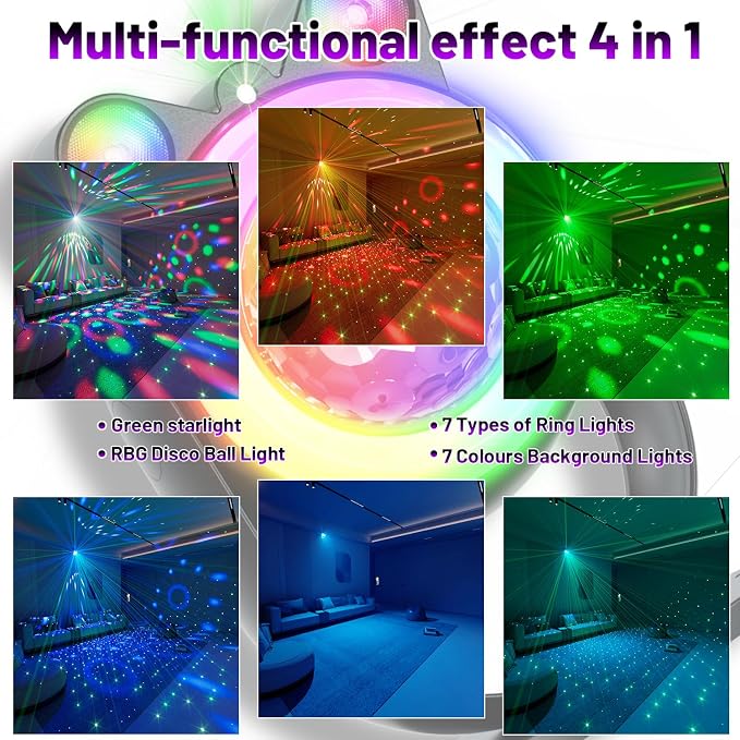 Party Lights Disco Ball Light, Dj Disco Lights Sound Activated Led Star Projector Galaxy Light for Parties Stage Strobe Club Bar Room Dance Wedding Birthday Karaoke Xmas Halloween Christmas Home Décor