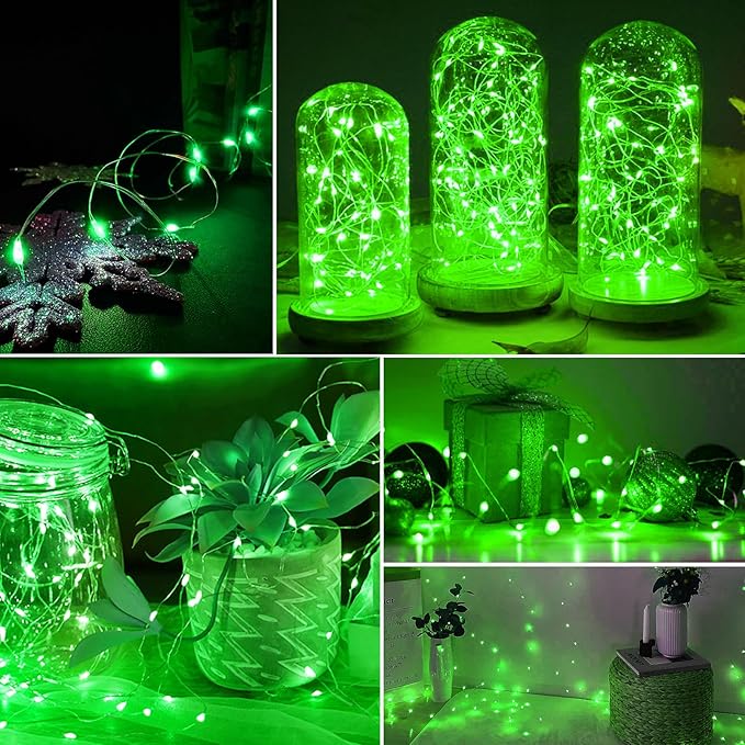 AIKEI 48 Pack LED Fairy Lights Battery Operated, Mini String Lights Waterproof 3 Modes 7 Feet 20 Led Firefly Starry Lamps for Wedding Party Bedroom Garden Halloween Christmas Decoration Green