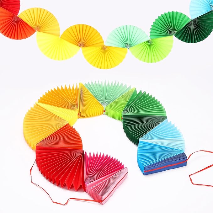 uxcell Paper Fan Garland, 5.25ft Paper Garland Hanging Decorations Set Party Hanging Decorations Fans for Birthday Parties Holiday Ornaments Family Gatherings Weddings, Colorful