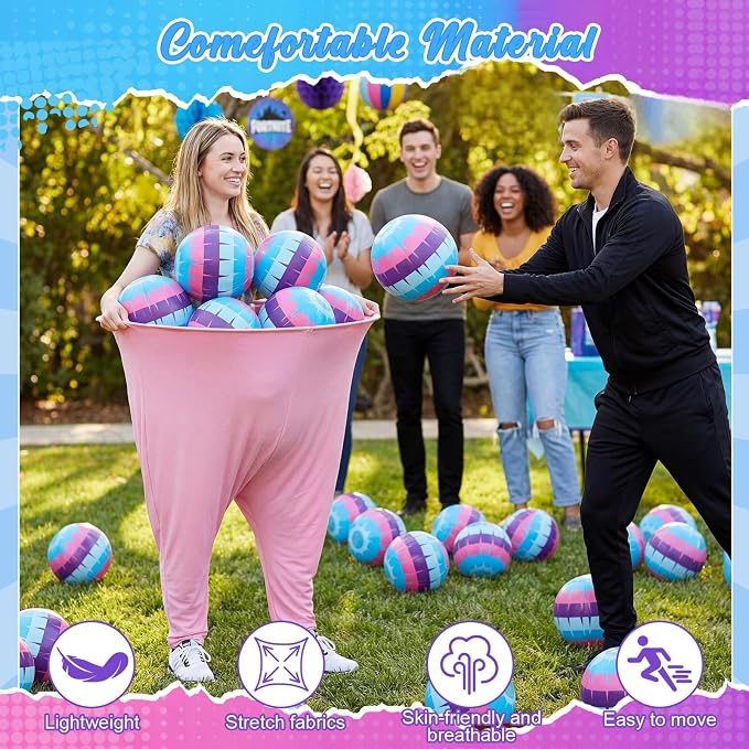 26 Pcs Granny Pants Outdoor Game Set, 4 Giant Pants with 20 Bouncy Balls & 2 Pumps Yard Funny Toss Relay Backyard Game for Adults Family Beach Party Favor