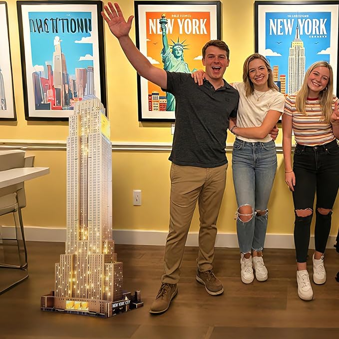 5.6 Ft Empire State Building Cardboard Cutout Life Size New York City Landmark Standee NYC Skyscraper Stand Up Backdrop Props for City Theme Party Decor Photo Booth Classroom Display