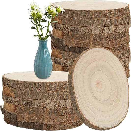 16 Pack 7-8 Inch Unfinished Wood Slices for Centerpieces, Large Wood Centerpieces for Tables, Rustic Wood Rounds for Centerpieces, Wood Circles Wood Slabs for Crafts, DIY and Wedding Decor