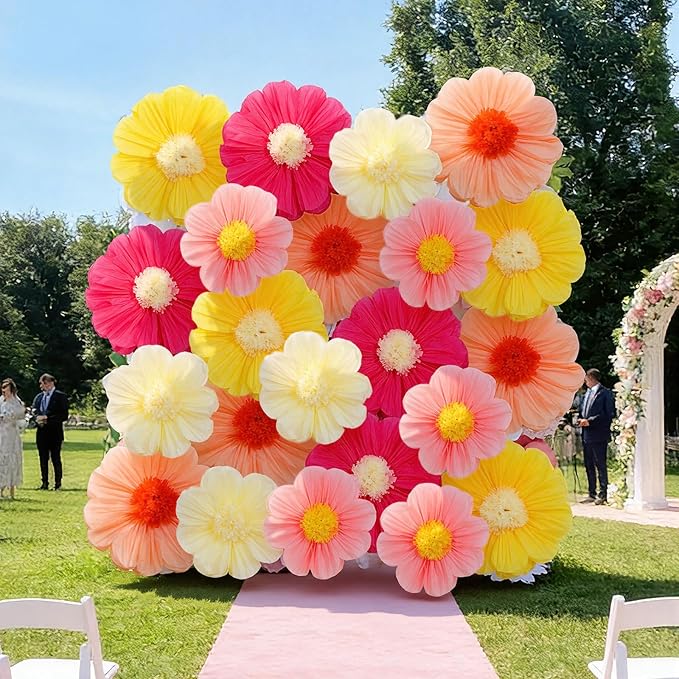Chunful 5 Pcs 30'' 24'' Gaint Colorful Tissue Paper Flowers Decoration Large Hanging Tissue Paper Pom Poms Decor for Mexican Fiesta Birthday Bachelorette Wedding Baby Shower Bridal Shower Party Decor