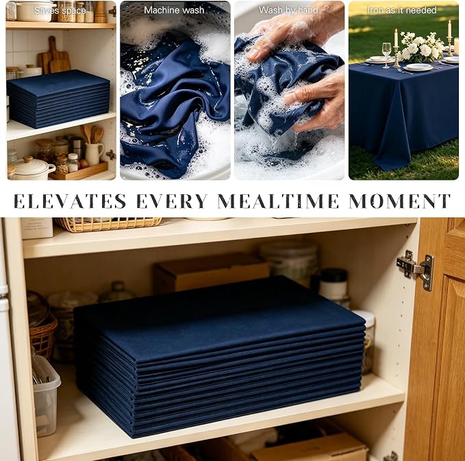 WIGENIUS 6 Pack Blue Table Cloth Rectangle Tablecloths 60X126 Inch,Polyester Table Cloth for 8 Foot Rectangle Tables,Wrinkle Resistant Washable Fabric Table Covers for Party,Wedding Banquet