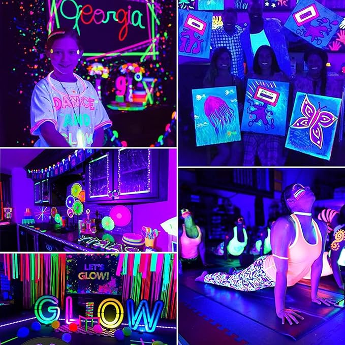 Battery Operated LED UV Black Lights, 33FT 100 Units 2835 LED UV Lamp Beads 8 Modes Flexible Blacklight Fixtures Fairy String Lights with Remote for Fluorescent Party Stage Body Paint Halloween Décor