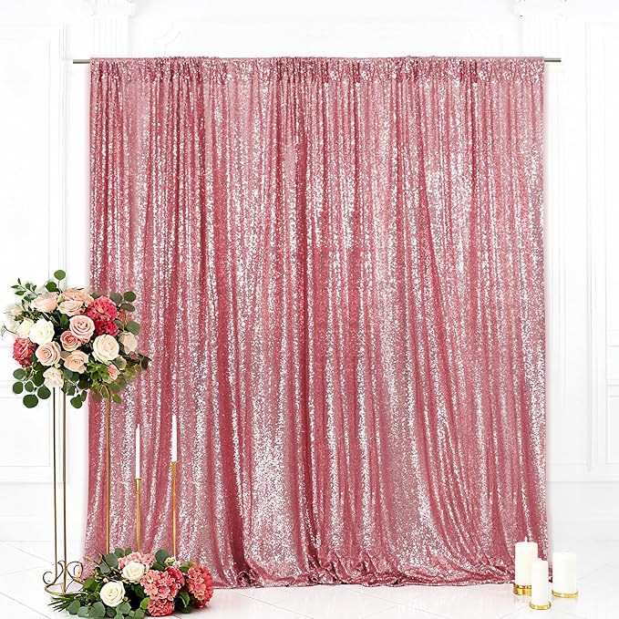 Eternal Beauty Fuchsia Pink Sequin Backdrop, 20x10 Ft Glitter Background Curtains for Mother's Day Shimmer Photography Party Wedding Birthday Back Drop Decor