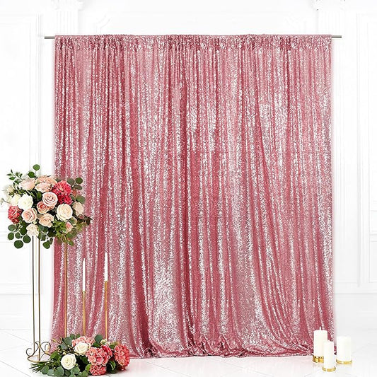 Eternal Beauty Fuchsia Pink Sequin Backdrop, 10x10 Ft Glitter Background Curtains for Mother's Day Shimmer Photography Party Wedding Birthday Back Drop Decor