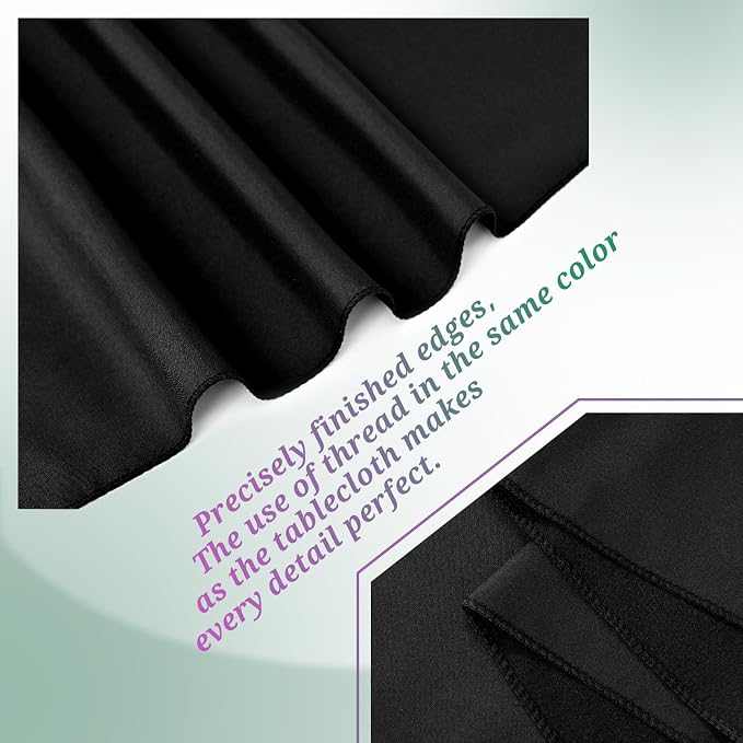 Teruntrue 12 Packs Tablecloths 60x102 inch Black Rectangle Table Cloth for 6 Foot Rectangle Tables, Washable Polyester Fabric for Wedding Parties Banquet Holiday Dinner Table Decorative, Black