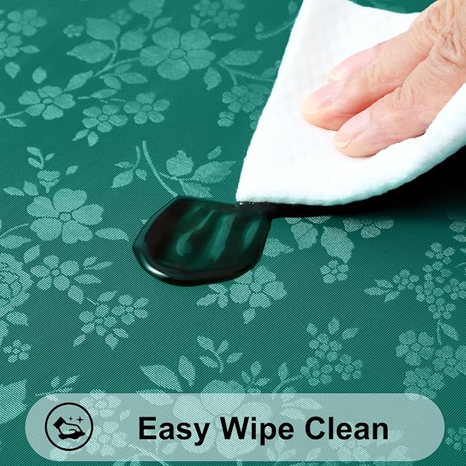 Smiry Rectangle Table Cloth, Waterproof Heavy Duty Vinyl Tablecloths, Wipeable Washable Table Cover for Kitchen and Dining Room (Christmas Green, 60" X 120")