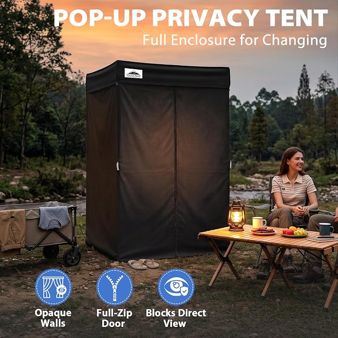EAGLE PEAK 4x4 Pop Up Changing Tent, Flat Top Changing Room, Black | Portable, Privacy Tent, Pool Cabana, Dressing Room, Shower & Toilet Use, Opaque Fabric, Instant Setup, Photoshoots, Camping