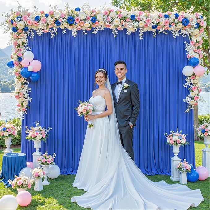 40ft x 10ft Royal Blue Backdrop Curtain for Parties Blue Wrinkle Free Backdrop Drapes Panels for Baby Shower Birthday Party Wedding Photo Photography Polyester Fabric Background Decoration