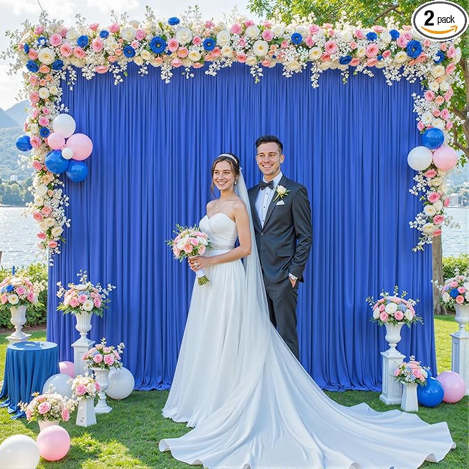 10ft x 7ft Royal Blue Backdrop Curtain for Parties Blue Wrinkle Free Backdrop Drapes Panels for Baby Shower Birthday Party Wedding Photo Photography Polyester Fabric Background Decoration