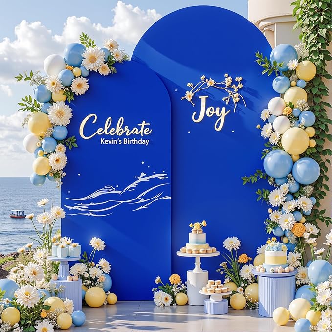 Royal Blue Arch Cover 2 Set-7.2FT, 6FT Arch Backdrop Cover Spandex Fitted Birthday Party Arch Stand Covers Stretchy Backdrop for Baby Shower Bridal Shower Wedding Ceremony Banquet Photo Background