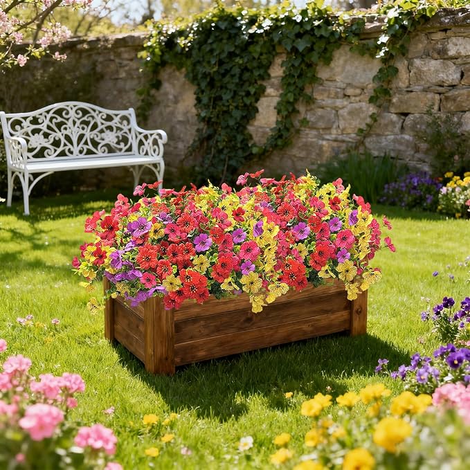 12 Bundles Artificial Flowers for Spring Summer Outdoor Decoration Faux Greenery uv Resistant Artificial Outside Flowers Fake Flowers for Porch Garden Home Patio Cemetery Decor (Mixed Color)