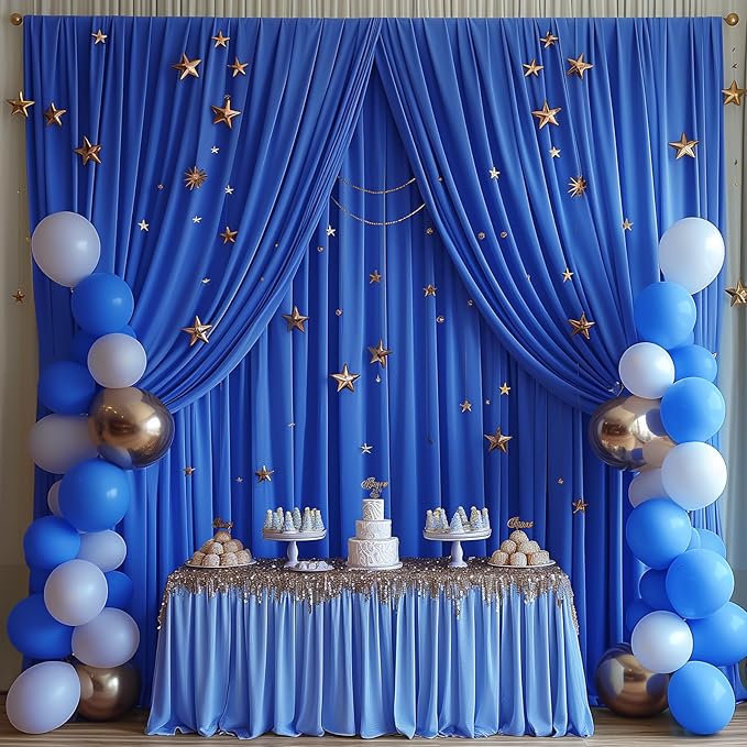 10x10FT Wrinkle Free Royal Blue Backdrop Curtains for Parties Blue Curtain Backdrop for Baby Shower Soft Backdrop Drapes for Birthday Party Photography Stage Background Home Decor 5ft x 10ft, 2 Panels