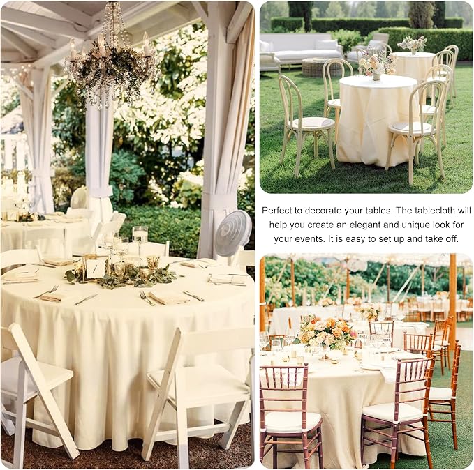 4 Pack 90 Inch Round Tablecloth Polyester Washable Table Covers for Wedding Dining Table Buffet Parties Banquet Decor（Champagne）