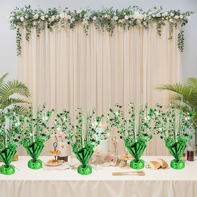 6 Pack Metallic Foil Spray Centerpiece Star Table Decoration Burst Table Centerpieces for Birthday Wedding Anniversary Graduation Holiday Party Supplies Decor (Green)