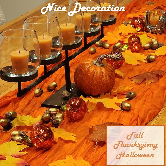 12 Pack Cheesecloth Table Runner, 35 x 120 Inch Boho Orange Cheese Cloth Table Runner 10 ft Gauze Table Runners for Wedding Baby Shower Party Birthday Home Decorations