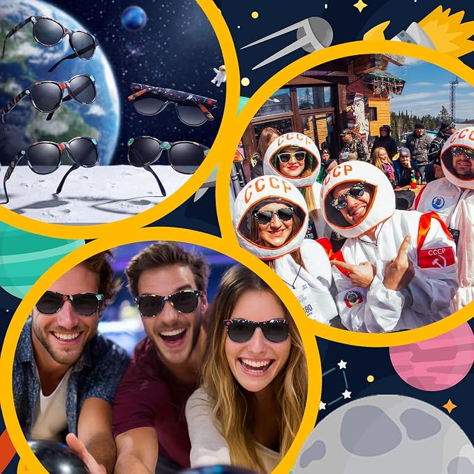 Tellegloww 24 Pcs Space Party Favors Galaxy 12 Glasses Star Astronaut Glasses 12 Galaxy Stress Ball Outer Space Themed Classroom Back to School Party Decoration Birthday Supplies for Gift Bag Fillers