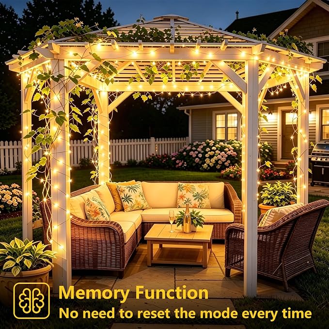YEGUO 4 Pack Warm White Solar Fairy Lights, Each 33ft 100 LED Christmas Lights Outdoor Waterproof, 8 Modes Sliver Wire Solar String Lights