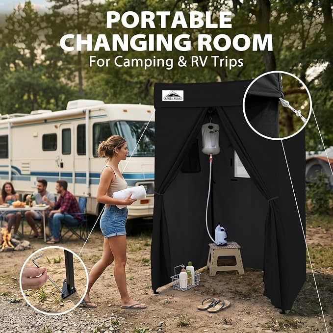 EAGLE PEAK 4x4 Pop Up Changing Tent, Flat Top Changing Room, Black | Portable, Privacy Tent, Pool Cabana, Dressing Room, Shower & Toilet Use, Opaque Fabric, Instant Setup, Photoshoots, Camping