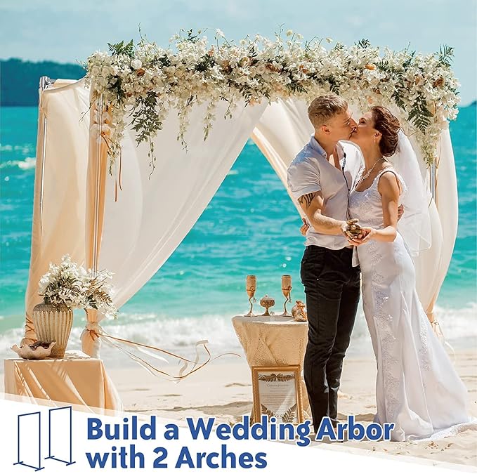 Wedding Arch Stand, 7x4FT Arch for Wedding Ceremony, Square Backdrop Metal Stand Frame Heavy Duty for Party, Garden, Anniversary, Baby Shower, Outdoor, Indoor, Rectangle Archway for Balloon Decoration