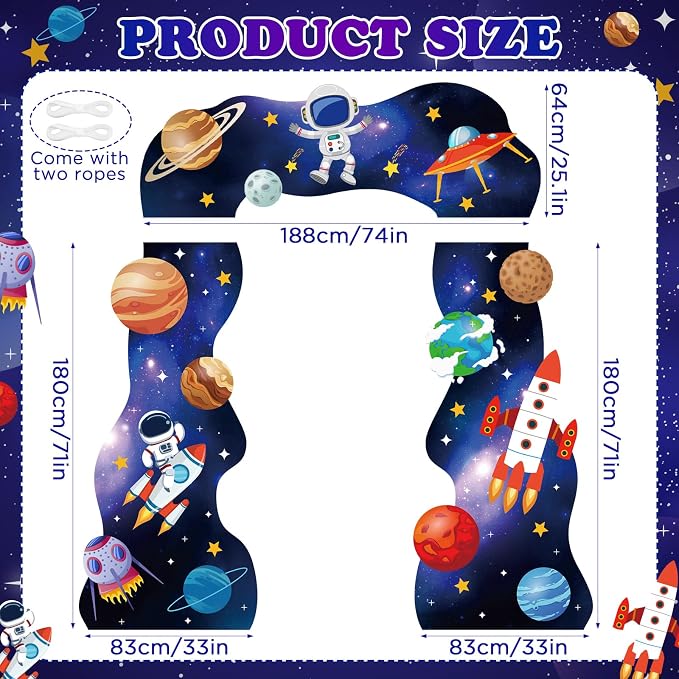 Outer Space Birthday Party Decorations Galaxy Astronaut Door Banner Space Themed Party Supplies Outer Planet Hanging Backdrop Rocket Ship Photo Background for Kids Boys Girls Bedroom Space Porch Sign