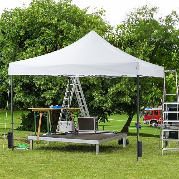 OLIXIS 10x10 FT Pop Up Canopy Tent, Sun Shade Instant Canopy with Windproof Sand Bags, Heavy Duty Portable Outdoor Shelter for Beach Yard Party Events, Bright White