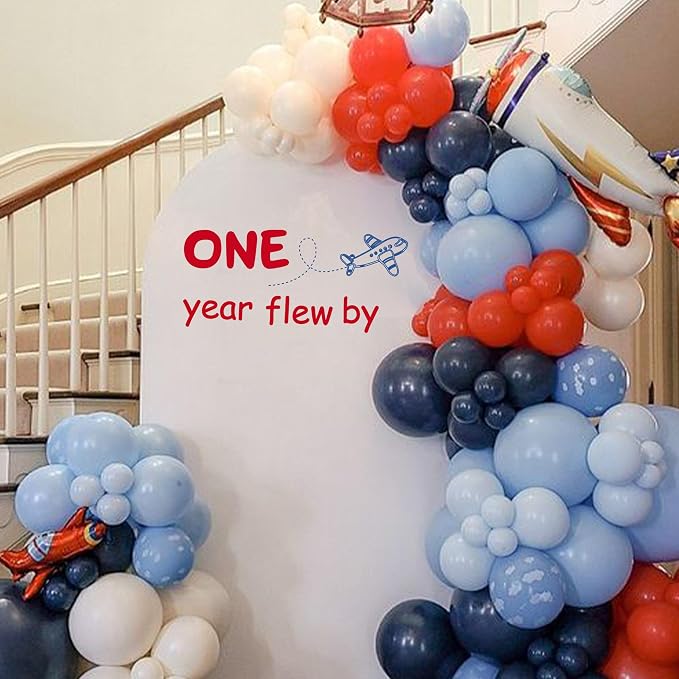 Airplane Decal for Party Balloon Arch | One Year Flew by 1st Birthday Decor, Plane Birthday Decor