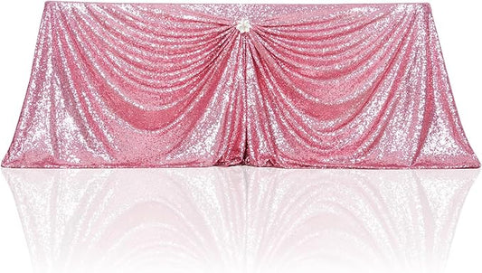 PartyDelight Sequin Tablecloth Fuchsia Pink 90"x132" Table Cloth for Wedding Dinning Table Rectangular