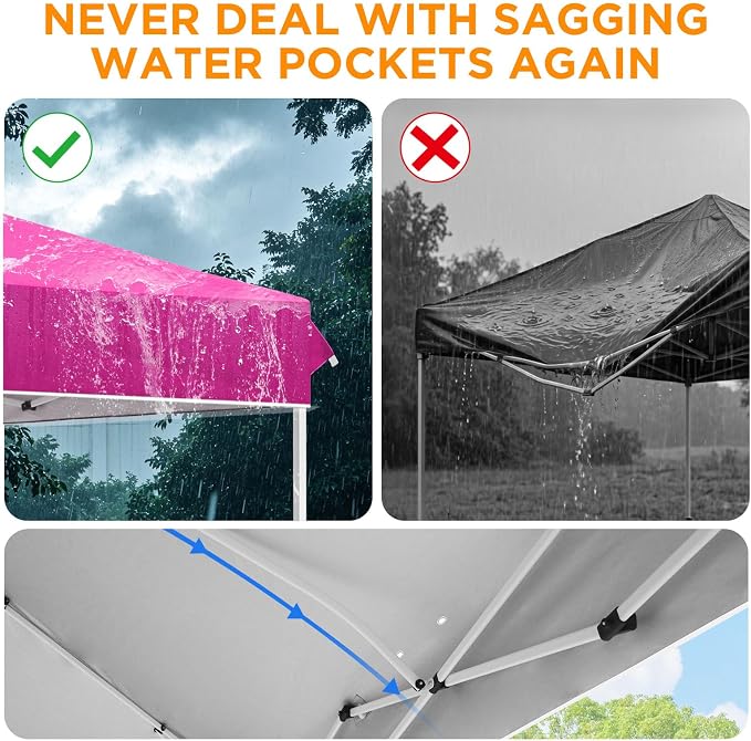 EAGLE PEAK Pop Up Canopy Tent with Wheeled Carry Bag, 8 Stakes, 4 Ropes, 4 Weight Bags, Easy Set Up Tent Canopy, 12x12 ft, 144sqft of Shade, Pink