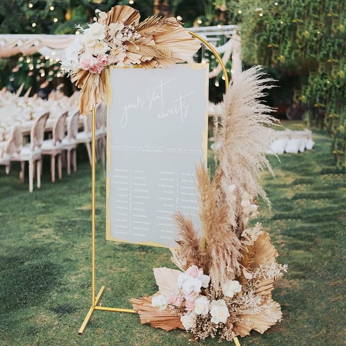 Metal Balloon Arch Kit, Love Balloon Column Arch Frame, Wedding Heart Arch Stand – Supplies for Wedding, Bridal, Valentine's Day, Engagement and Birthday Party(White) (6.6x3.3 FT Gold)