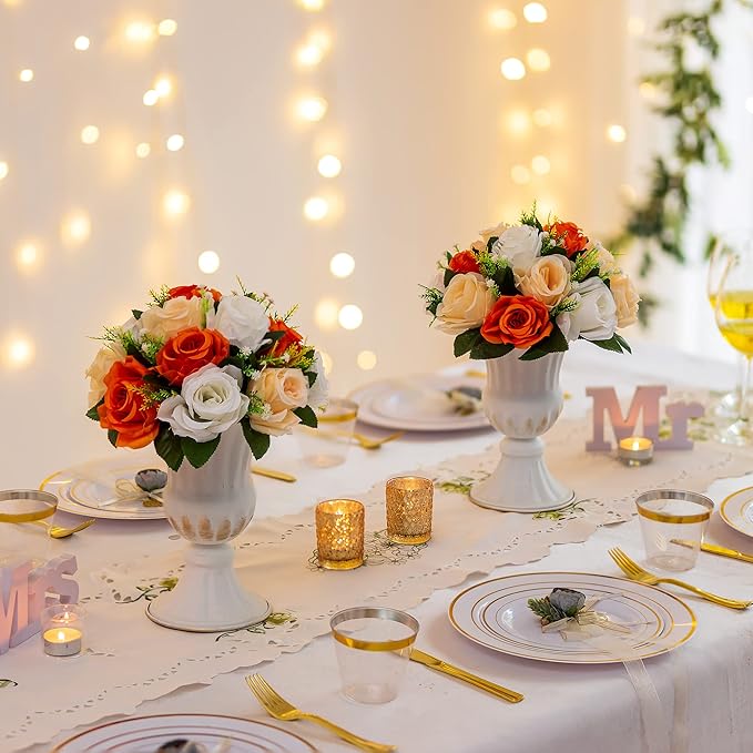 Sziqiqi Orange Fake Flowers for Fall Decoration Kissing Flower Balls for Wedding Centerpieces Tables Flower Centerpiece Arrangement for Party Festival