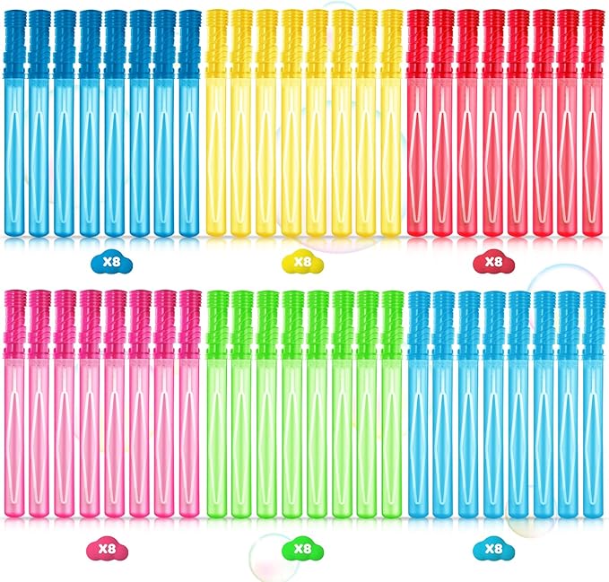 AuroTops 48PCS 15'' Big Bubble Wands Bulk, Assorted Colors Bubble kit, Bubble Party Favor for Kids, Summer Indoor/Outdoor Activities, Easter, Goodie Bags, Birthday, Carnival Prizes, Wedding