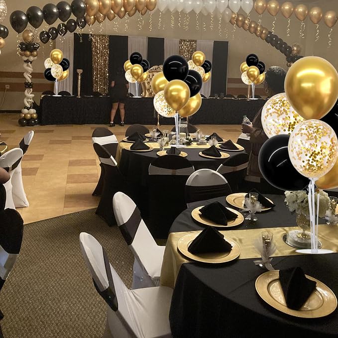 TONIFUL Graduation Decorations 2026 4 Set Black Gold Balloon Centerpieces for Table,Balloon Stand Kit for Black Gold Party Decor 40th 50th 60th 70th Birthday Decorations Anniversary Retirement