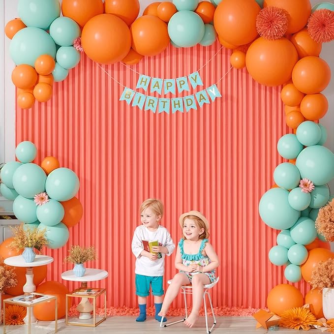 4 Panels Orange Backdrop Curtain for Parties Wrinkle Free Photo Curtains Backdrop Drapes Fabric Decoration for Wedding Birthday Party Baby Shower 20ft(W) x 10ft(H)