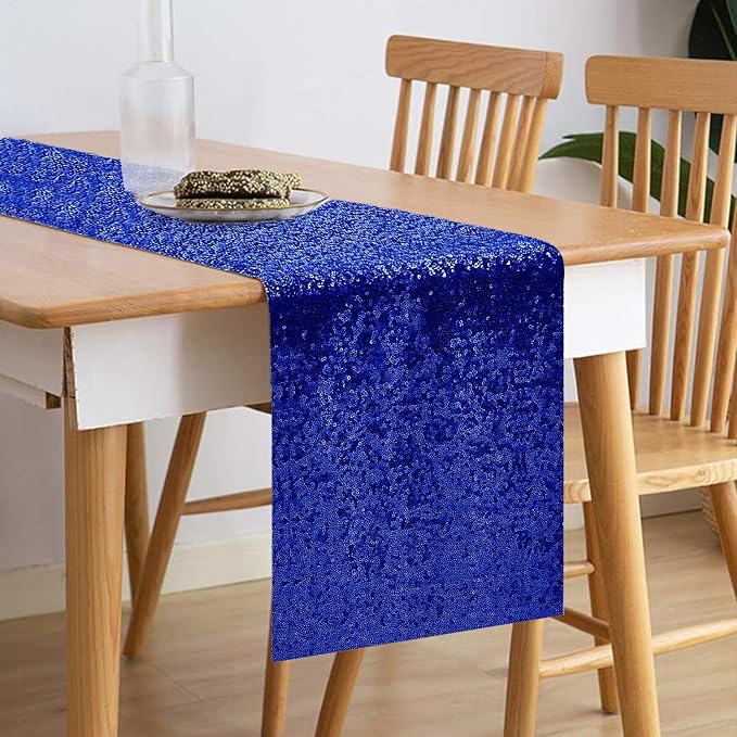 10 Packs 12 x 72 inches Royal Blue Sequin Table Runner, Glitter Runner for Birthday Party Supplies Wedding Holiday Celebration Baby Shower Engagement Anniversary Decor