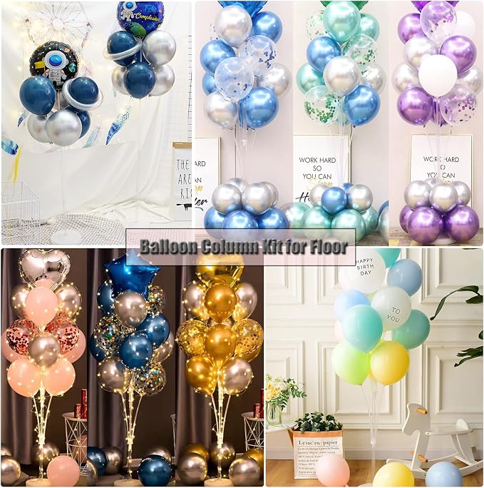 Balloon Column Kit for Floor-Balloon Columns with Stand, Base and Pole,Balloon Tower Backdrop Decoration for Wedding, Baby Shower, Birthday Party, or Bachelorette Parties (WHITE)