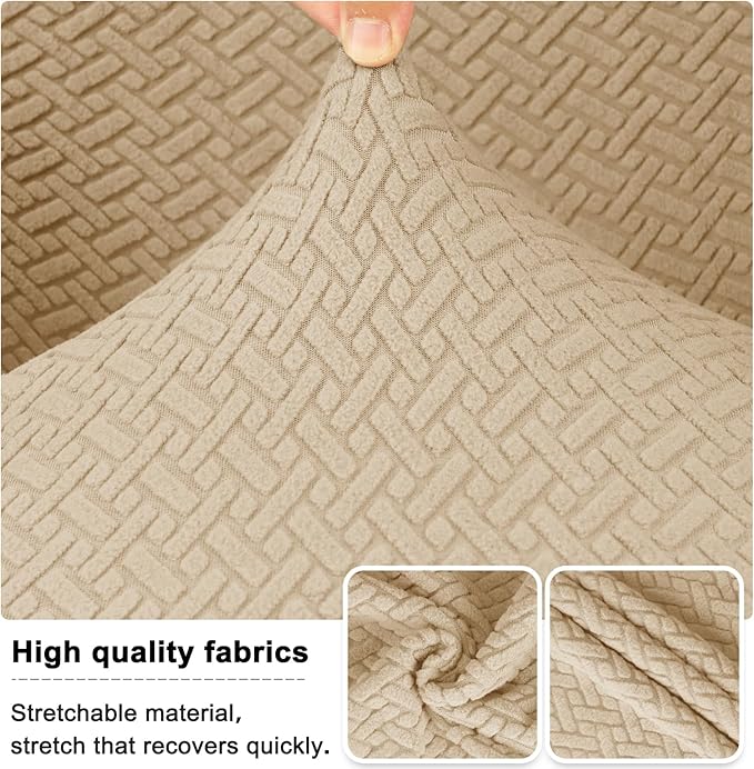 Lellen Stretch Wingback Chair Cover Slipcover - Reusable Wingback Side Chair Slipcover,Accent Chair Covers,Arm Protector Seat Cover,Wing Chair Covers for Dining Living Room Home（Taupe，2PCS）