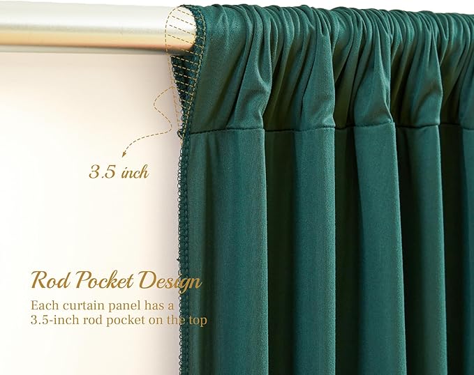 8x10FT Hunter Green Backdrop Curtains for Wedding Parties, Wrinkle Free Polyester Photography Backdrop Drapes for Christmas Birthday Parties Stage Background Stand Decorations 4x10ft,2 Panels