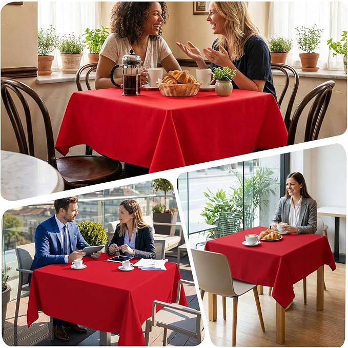 8 Pack Red Square Tablecloth 54x54 Inch Table Cloth for Square Tables, Wrinkle Resistant Washable Polyester Fabric for Dining Banquet Wedding Party