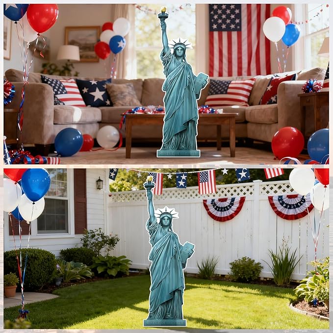 6 Ft Statue of Liberty Cardboard Cutout 250th Anniversary Decoration Cutout Life-Size Patriotic New York City Themed Photo Booth Prop for Patriot Day Veterans Labor Day Party Decoration