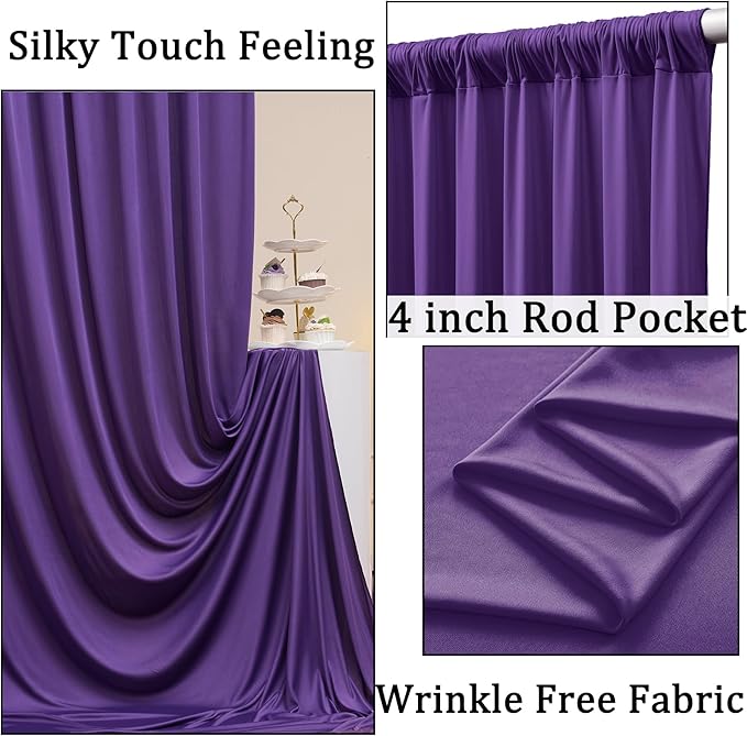 10x8 ft Wrinkle Free Purple Backdrop Curtains for Parties, Tihck Fabric Backdrop Drapes for Mermaid Birthday Wedding Photography Background Baby Shower Home Decor