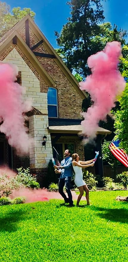 Gender Reveal Surprise - Pink Powder Cannon Bundle - Easy to Use Pink Powder Cannon for Baby Gender Reveal Parties - Includes 8 Balloon Decorations - 16 Inch - 4 Pack