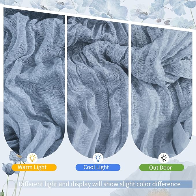 30 Pack Dusty Blue Cheesecloth Table Runner 17 x 108 inch Boho Gauze Table Runner Rustic Sheer Cheese Cloth Table Decorations for Wedding Party Baby Bridal Shower Birthday Holiday Home